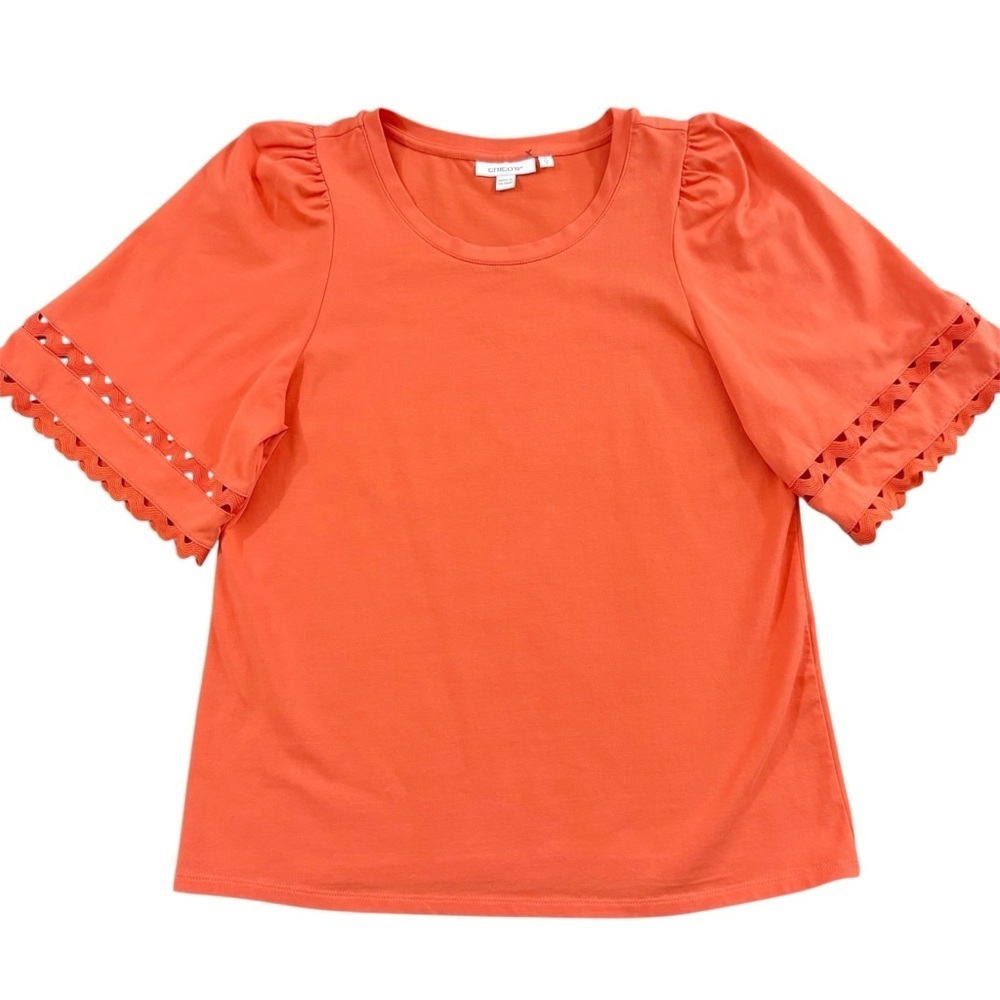 Chicos Ric Rac Sleeve Top 0 Small